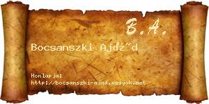 Bocsanszki Ajád névjegykártya